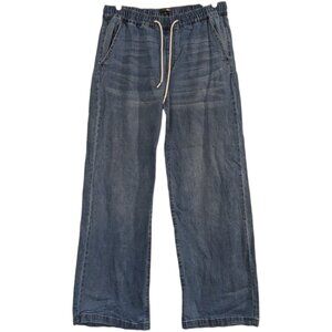 Tie- Waist Baggy Jeans